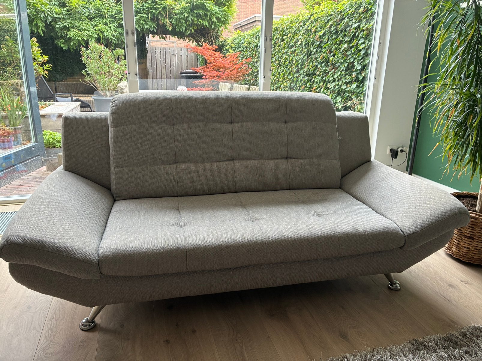 Bank, tweezits, lichtgrijs, Ophalen, Gebruikt, 150 tot 200 cm, Tweepersoons