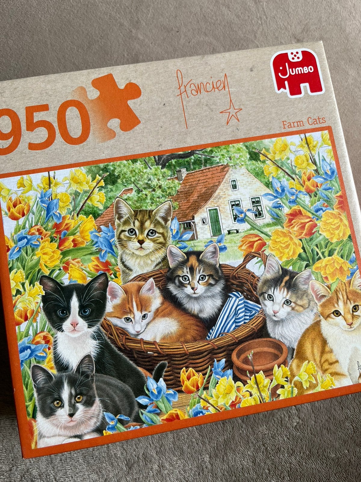 Schattige puzzel Farm cats Francien 950 stukjes, Ophalen of Verzenden, 500 t/m 1500 stukjes, Zo goed als nieuw