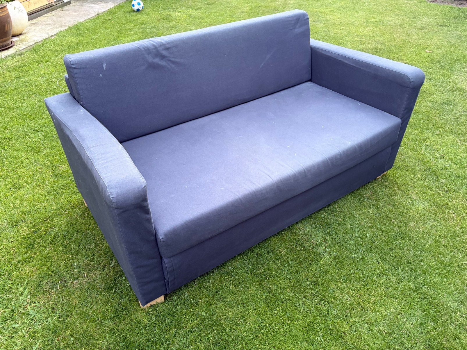 Compacte Ikea 2-zits slaapbank (voor student/logeerkamer), Ophalen, Blauw, Tweepersoons, 140 cm