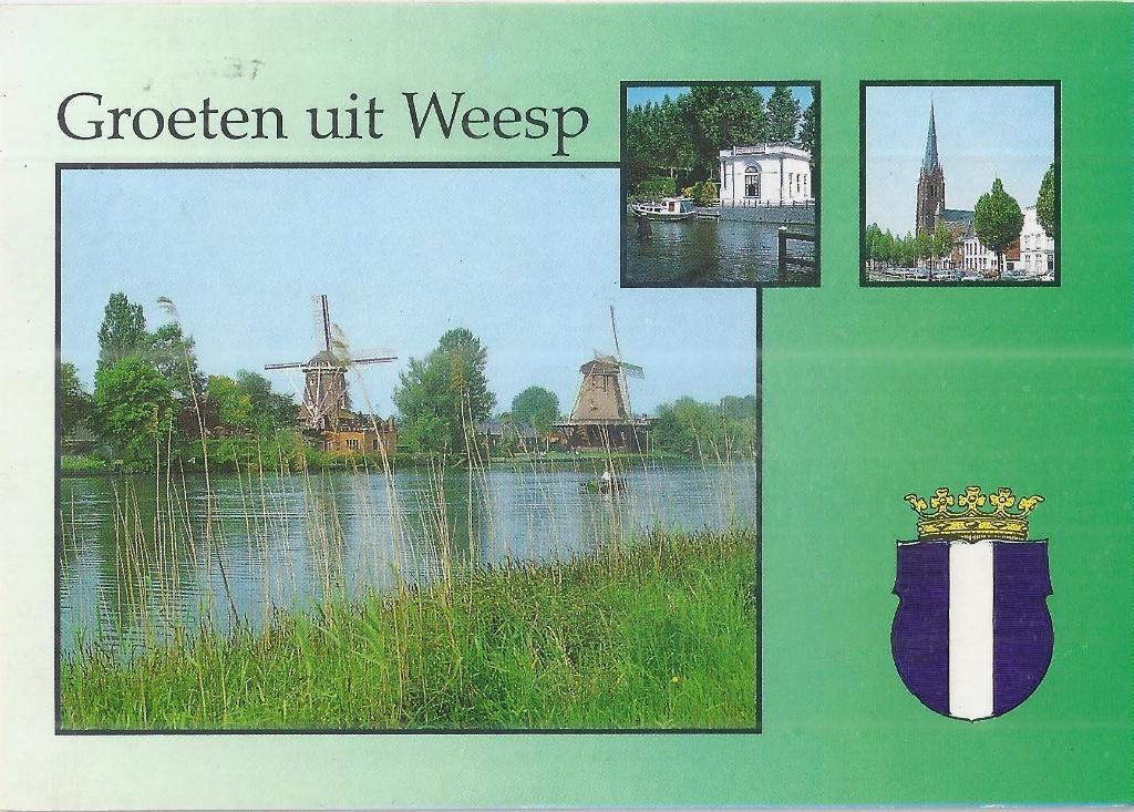 C56 Gelopen ansichtkaart groeten uit weesp, Ophalen of Verzenden, 1980 tot heden, Gelopen