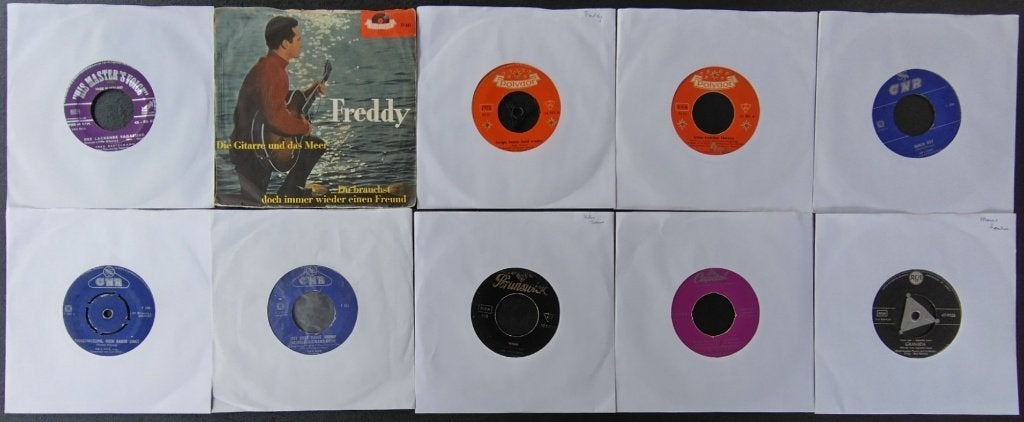 Set 1: 10 singles jaren 50, Gebruikt, Originele persing, 7 inch, Ophalen of Verzenden