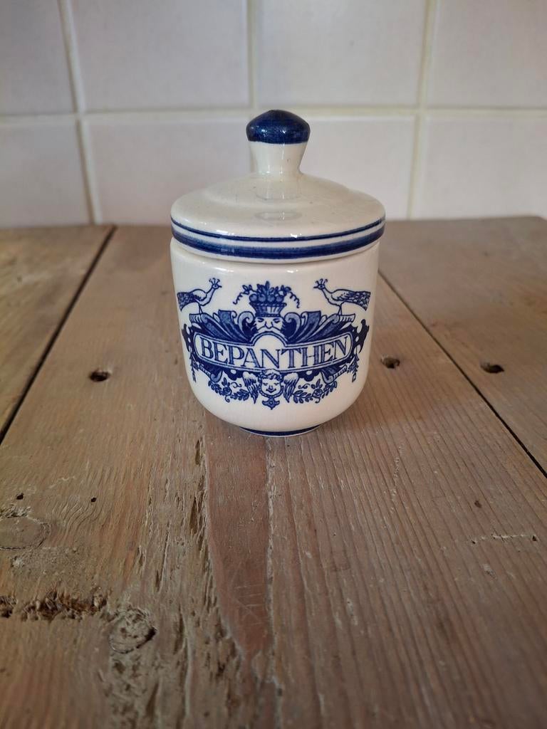 Brocante delfs blauw zalfpotje Bepanthen Schoonhoven Holland, Ophalen of Verzenden