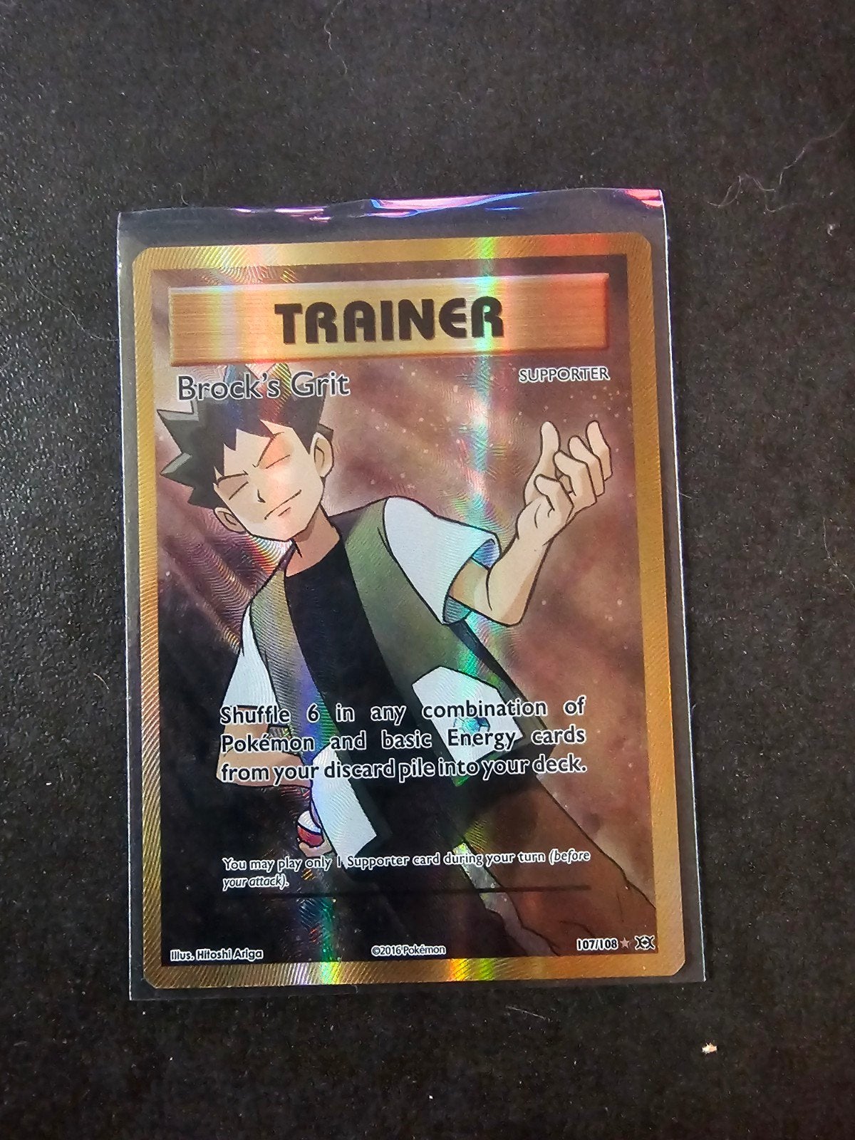 Pokémon Kaart: Brock's Grit Full Art Trainer (Foil), Ophalen of Verzenden, Zo goed als nieuw, Losse kaart, Foil