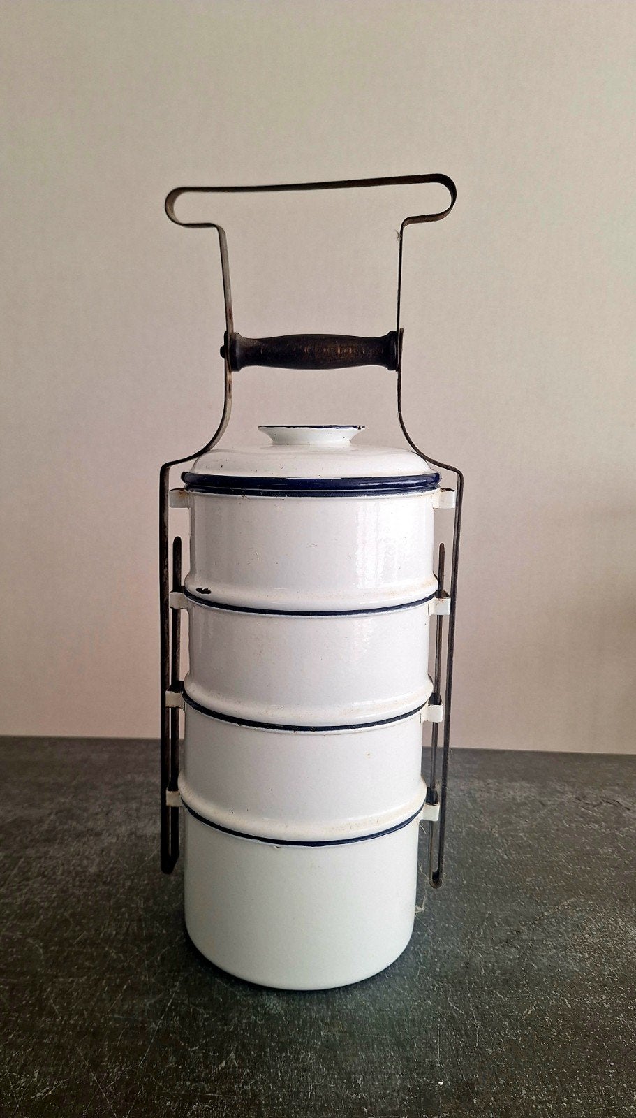Vintage rantang tiffin pannetjes emaille, Antiek en Kunst, Ophalen of Verzenden