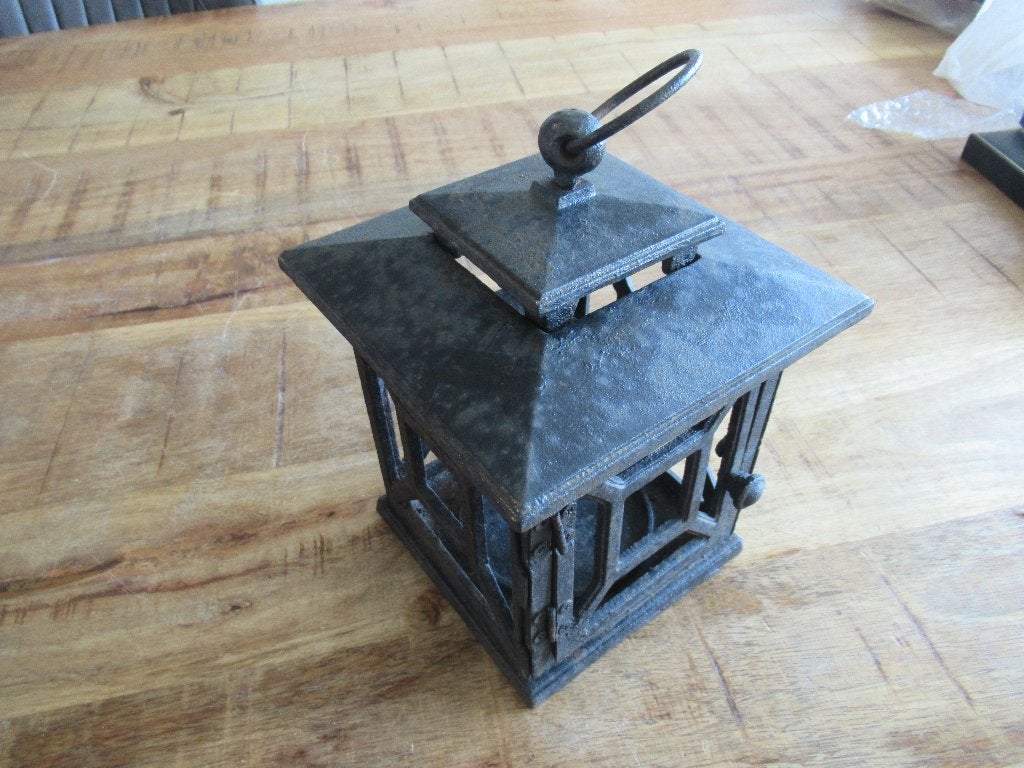Zware Chinese gietijzeren tuin pagode lamp lantaarn, Tuin en Terras, Ophalen of Verzenden, Gebruikt, Metaal, Overige typen