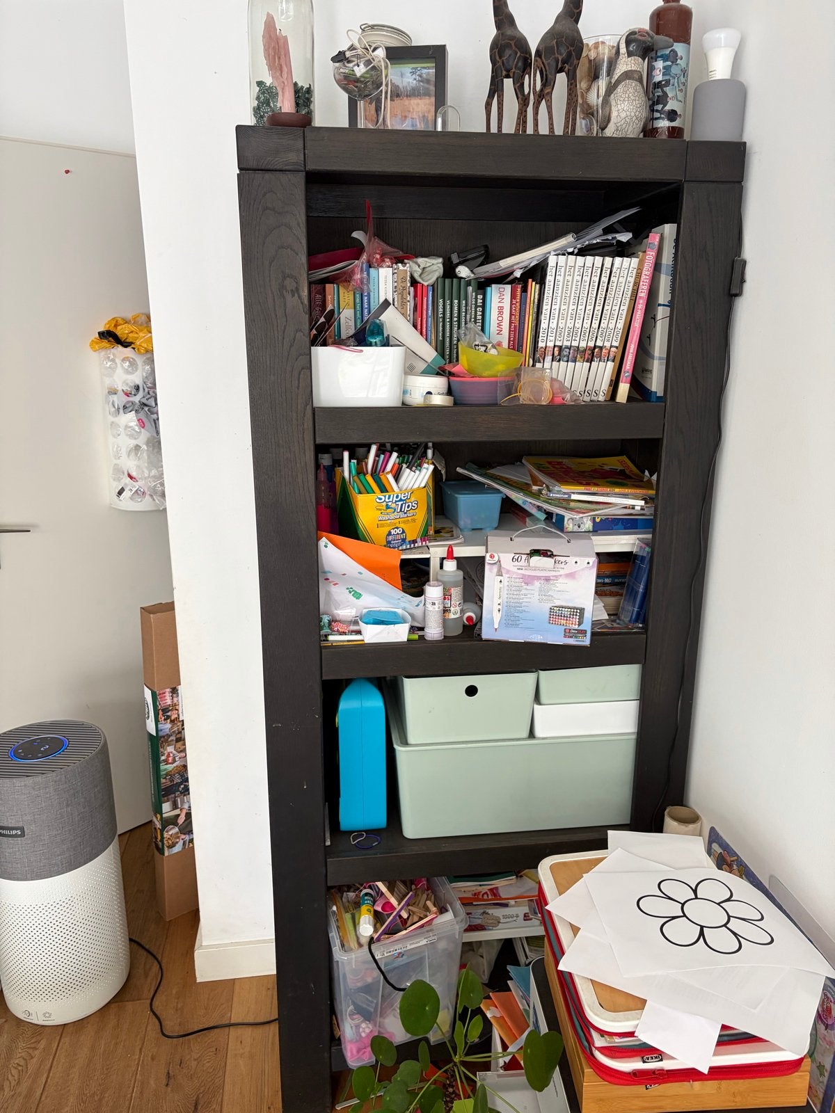 2x Stevige acacia Houten boekenkast met 4 ruime vakken, Huis en Inrichting, Kasten | Boekenkasten, Ophalen, Met plank(en), Gebruikt