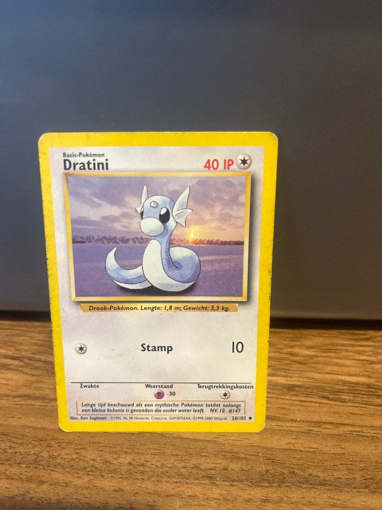 Pokémon Dratini Basis-Pokémon Kaart (Base Set), Ophalen, Gebruikt, Losse kaart