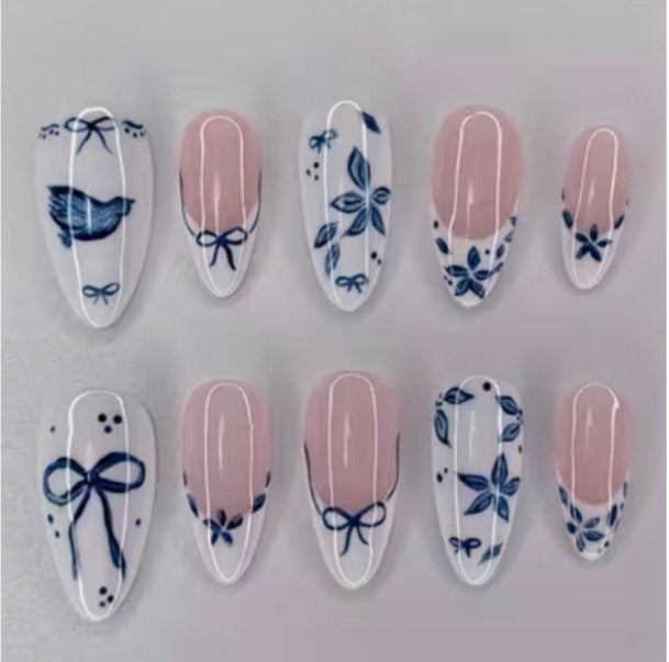 Press on nagels delfts blauw, Verzenden, Nieuw, Overige typen