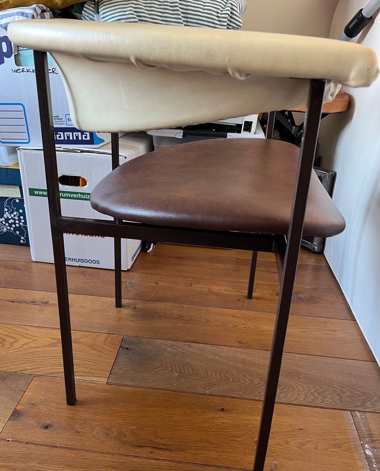 8 Rudolf Wolf meander vintage design jaren 60 stoelen, Ophalen, Gebruikt, Bruin, Jaren 60 vintage