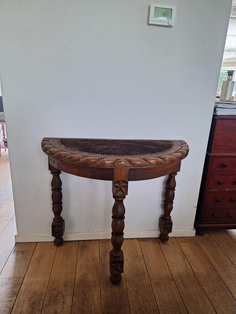 Halfronde antieke wandtafel hal bijzettafel, Ophalen of Verzenden