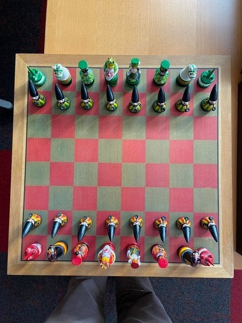 Schaakspel handgemaakt, Een of twee spelers, Ophalen of Verzenden, Gebruikt