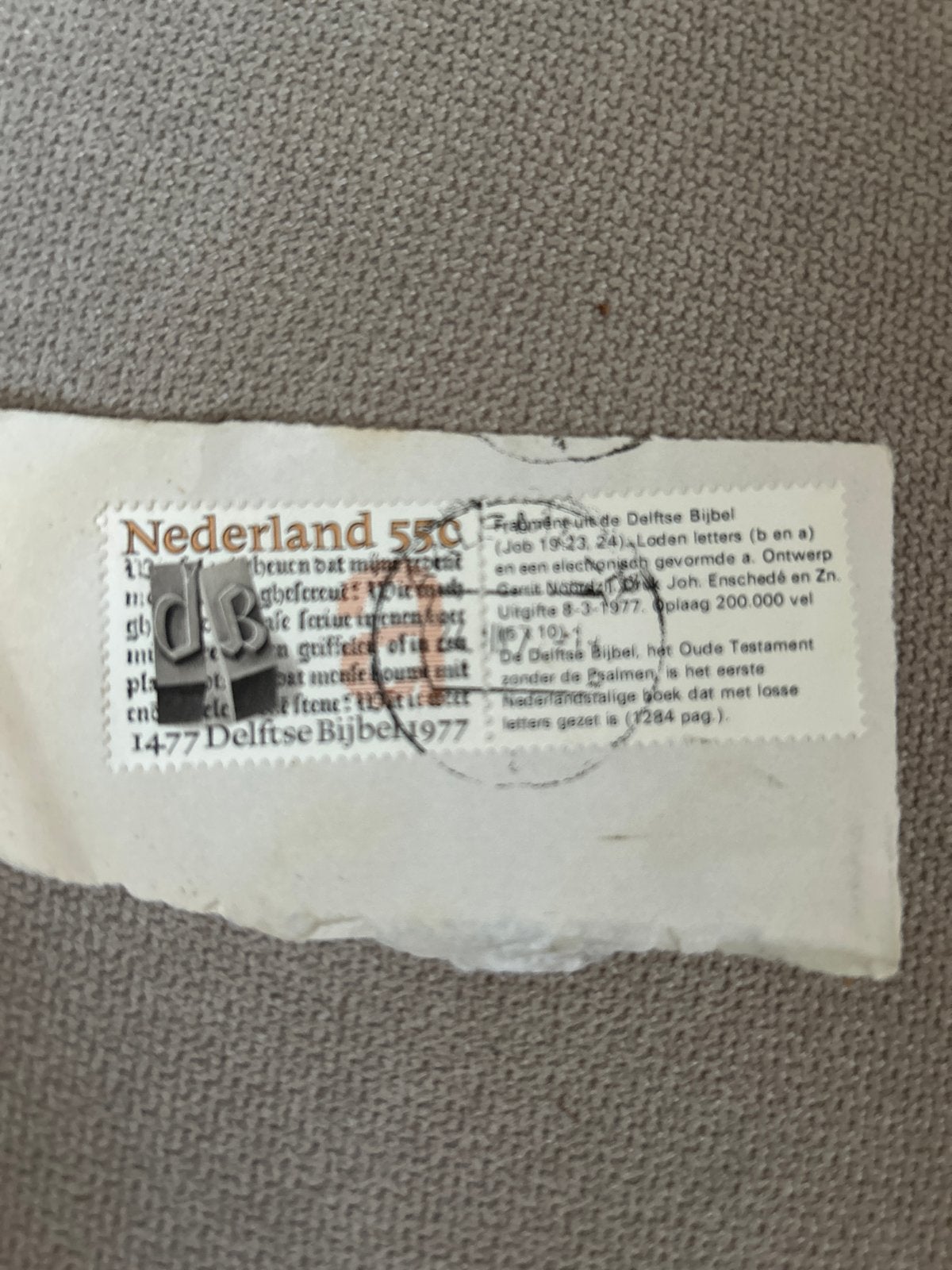 Nederland 55c Postzegel Delftse Bijbel 1977, Ophalen of Verzenden, Na 1940, Gestempeld