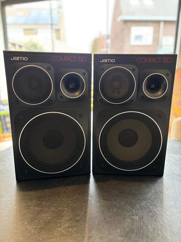 Jamo Compact 120 speaker set, Gebruikt, Ophalen of Verzenden, 120 watt of meer, Front, Rear of Stereo speakers