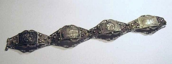 Antieke Griekse filigraan armband tempels, goden 1000 zilver, Ophalen of Verzenden, Zilver, Armband
