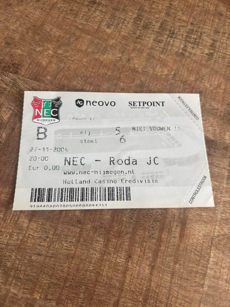 NEC - Roda JC Ticket 27-11-2004, Ophalen of Verzenden, Roda JC, Overige typen