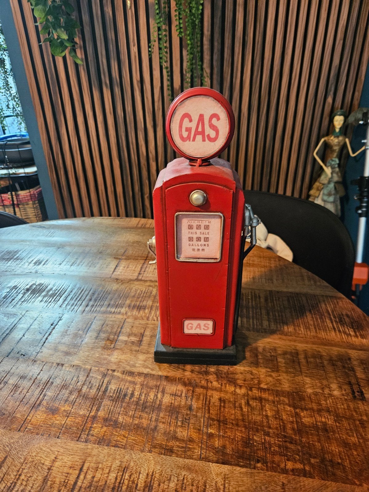 Vintage Rode Benzinepomp Decoratie - Retro Stijl, Ophalen of Verzenden