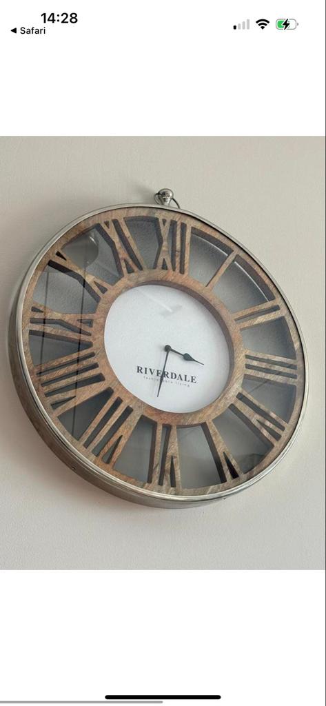 Riverdale Luton Wandklok - 70cm - Zilver, Ophalen, Gebruikt, Analoog, Wandklok