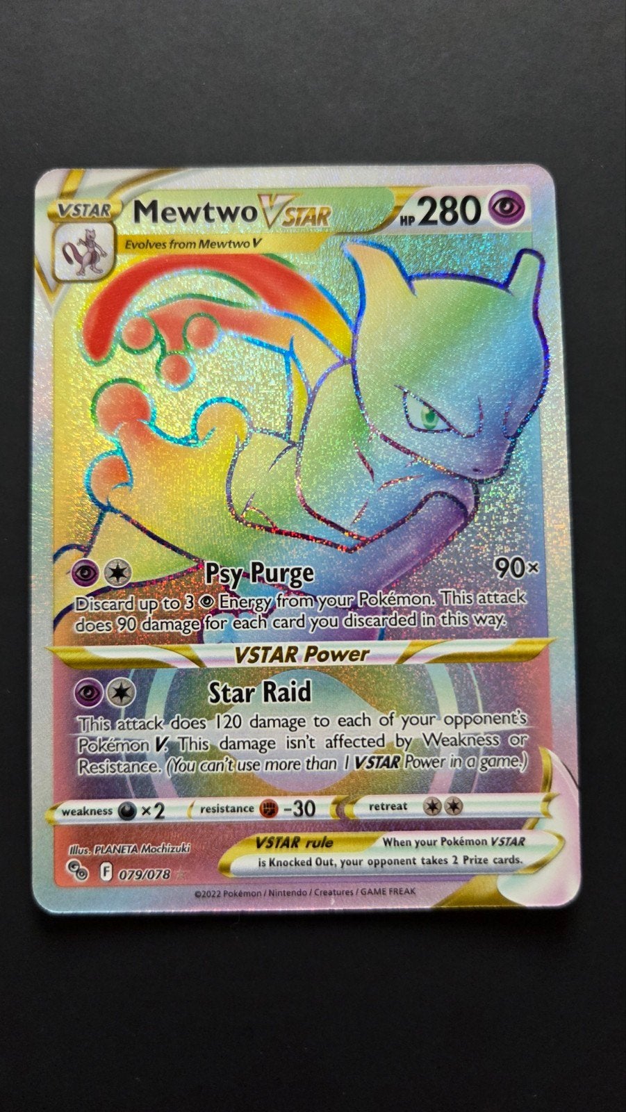 Mewtwo VSTAR 079/078, Ophalen, Zo goed als nieuw, Losse kaart, Foil