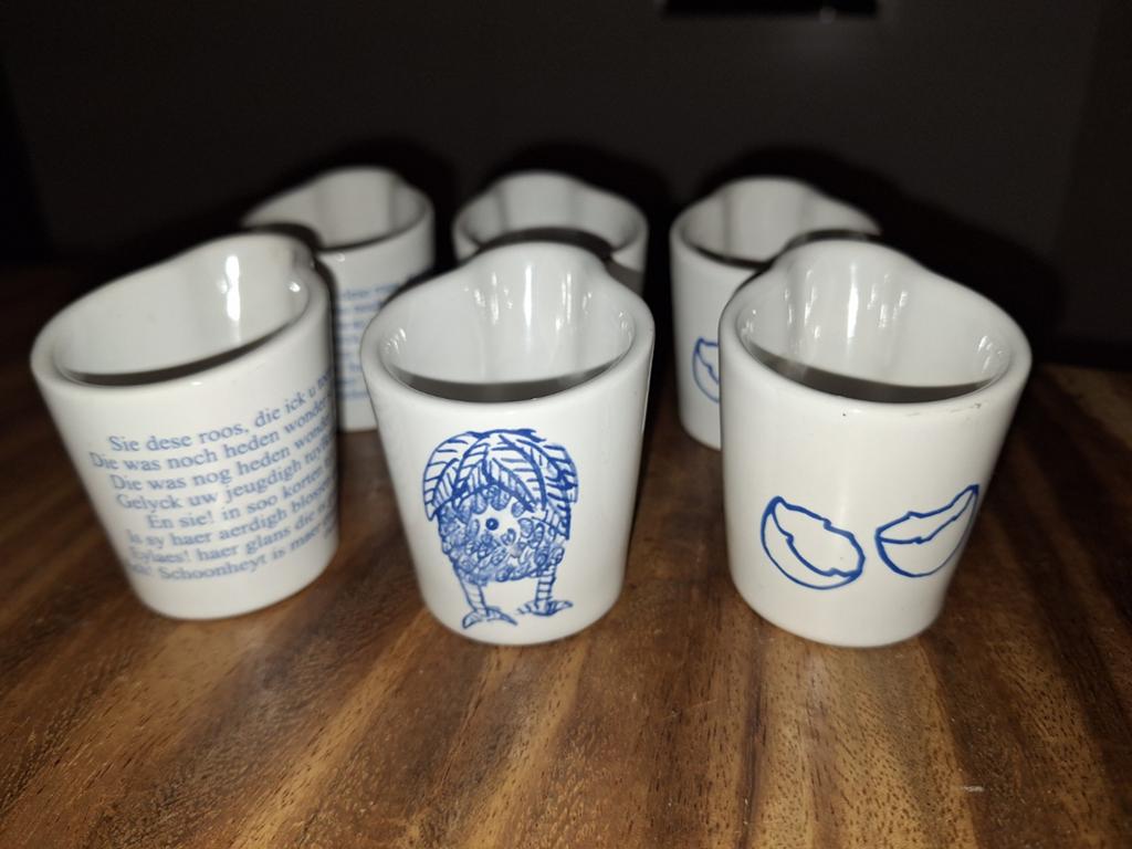 Set van 6 Kunstweek eierdoppen 2006, 2008, 2009 - Nieuwstaat, Ophalen of Verzenden