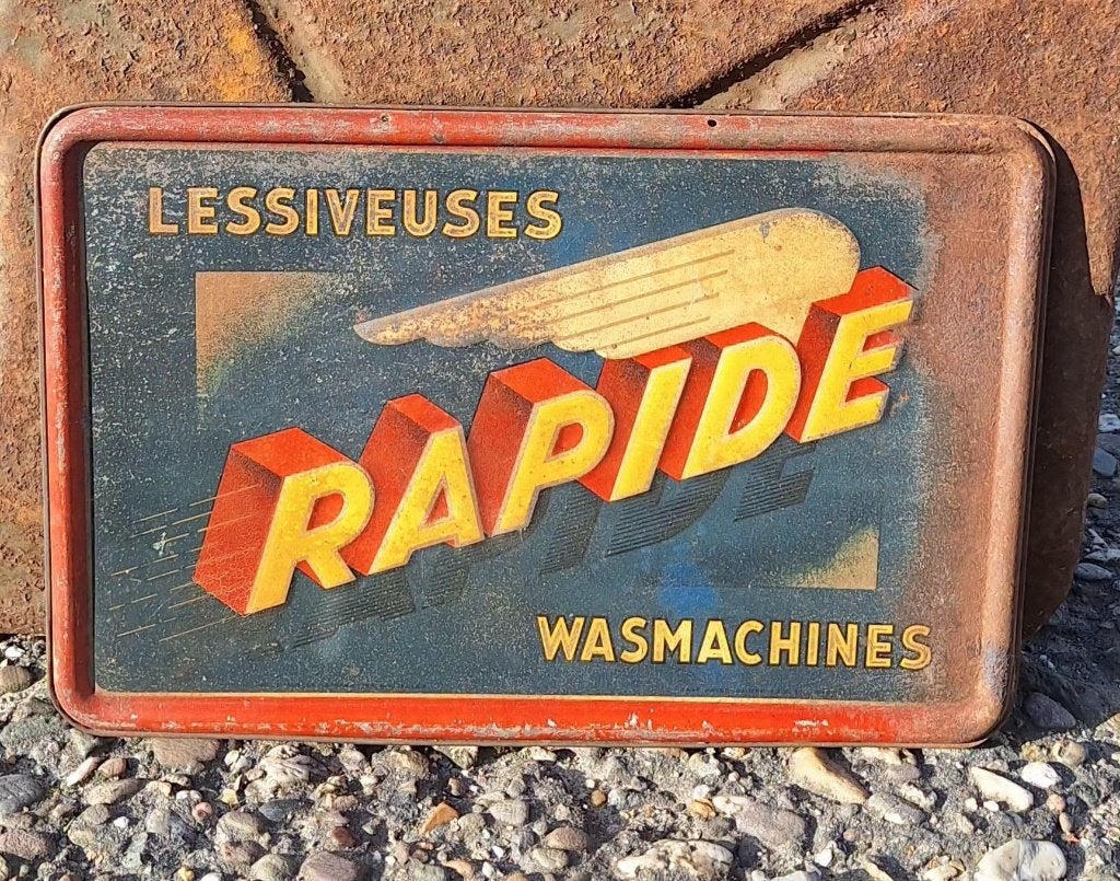 2 antieke metalen reclameborden (geen emaille) van Rapide., Verzamelen, Reclamebord, Gebruikt, ., Ophalen of Verzenden