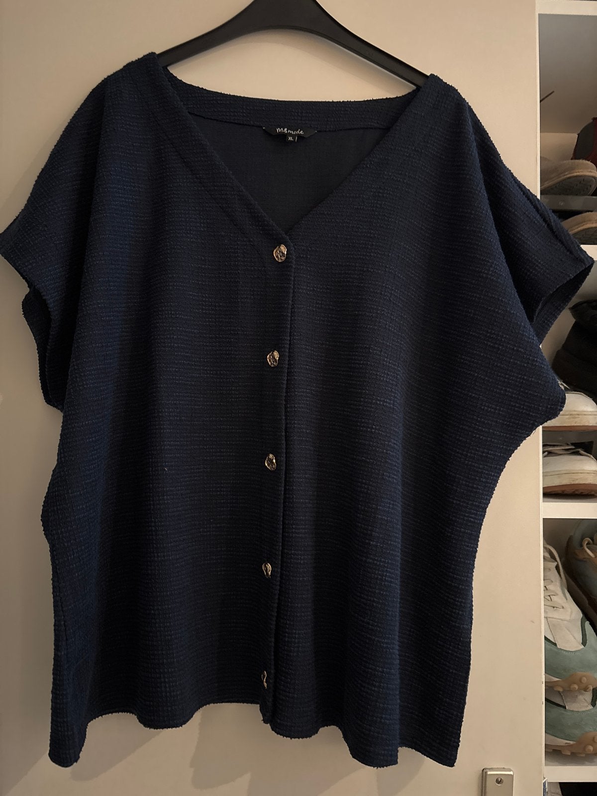Donkerblauw gilet blouse - MS Mode - Maat XL, Ophalen of Verzenden, Gedragen, Blauw, Blouse of Tuniek
