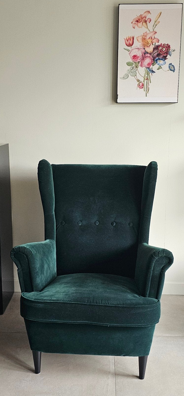 2x IKEA Strandmon Fauteuil - Tommaboda Groen Velours, Ophalen, Zo goed als nieuw, 75 tot 100 cm, 50 tot 75 cm