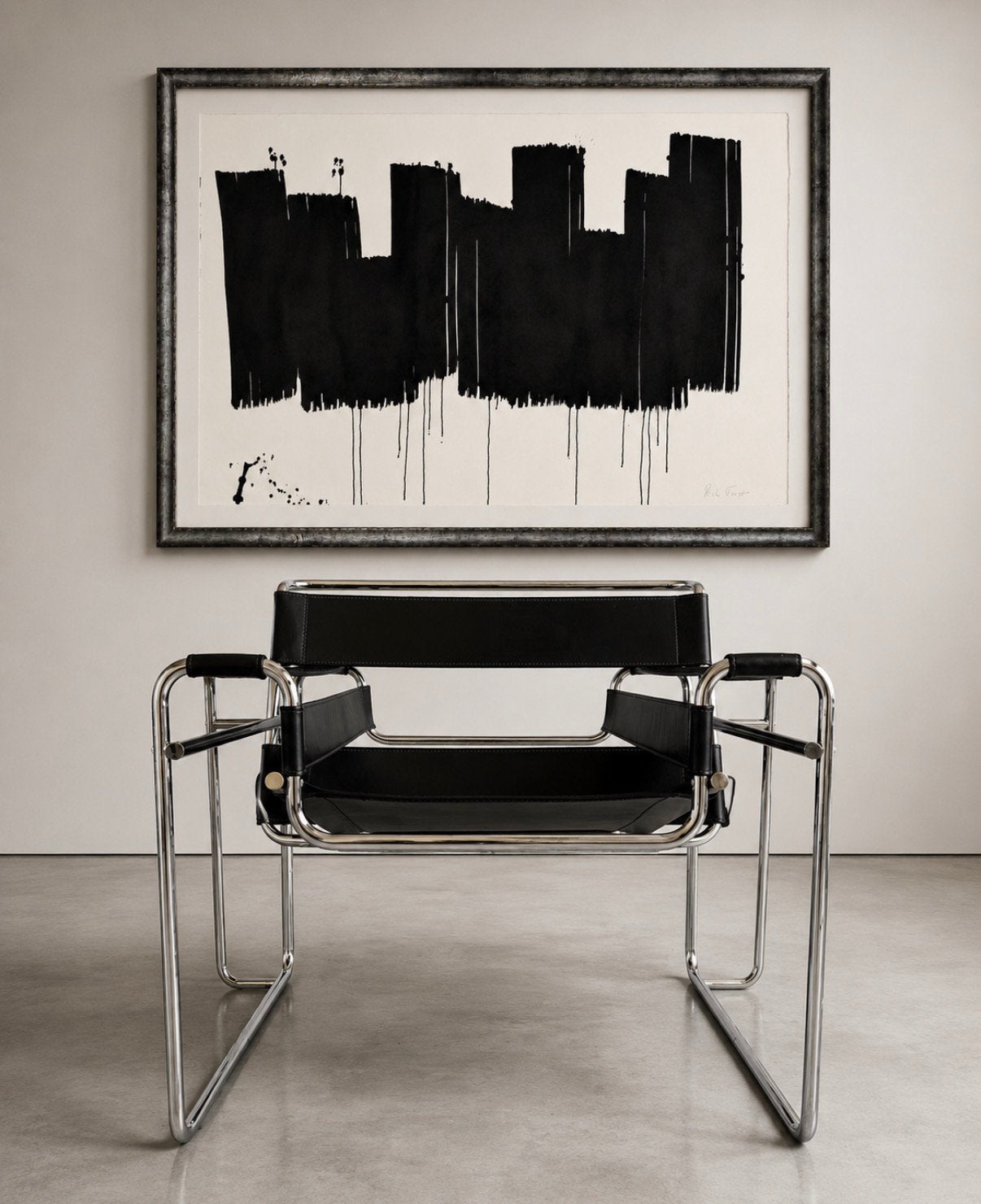 Groot gesigneerd abstract werk van Rick Triest — zwart/wit, Ophalen