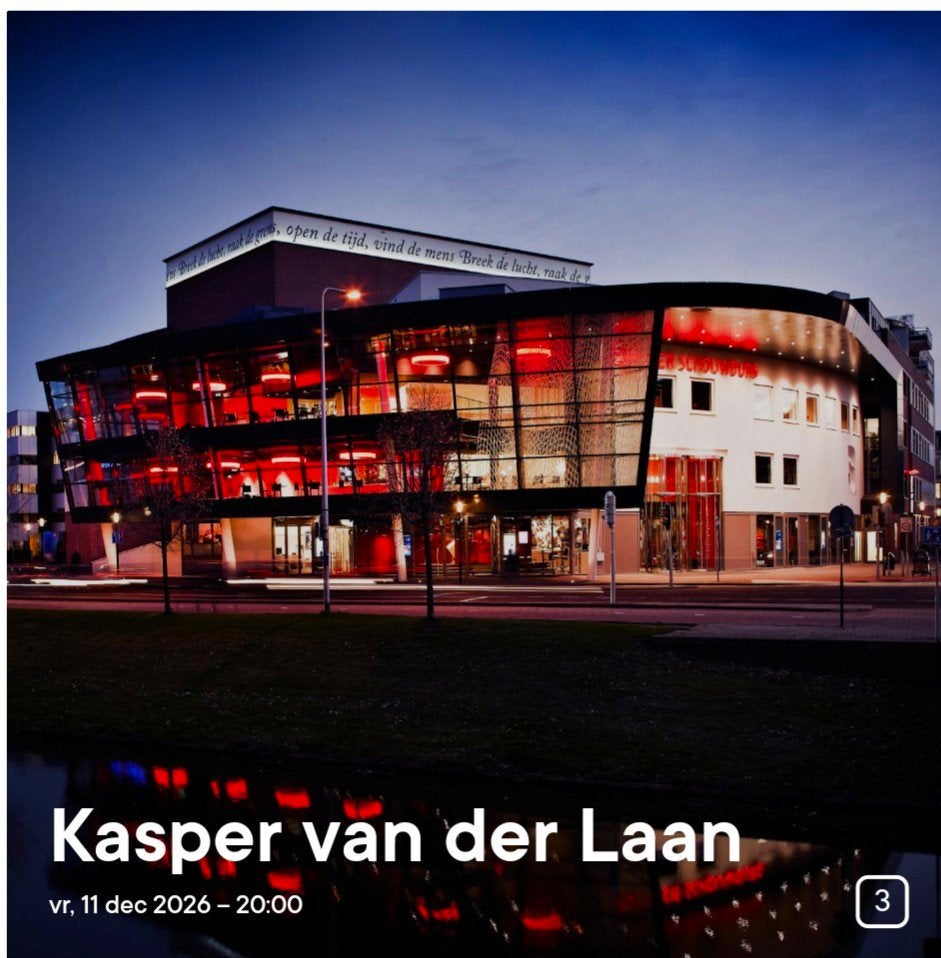 Drie tickets Kasper van der Laan - 11 december - Deventer, Drie personen of meer