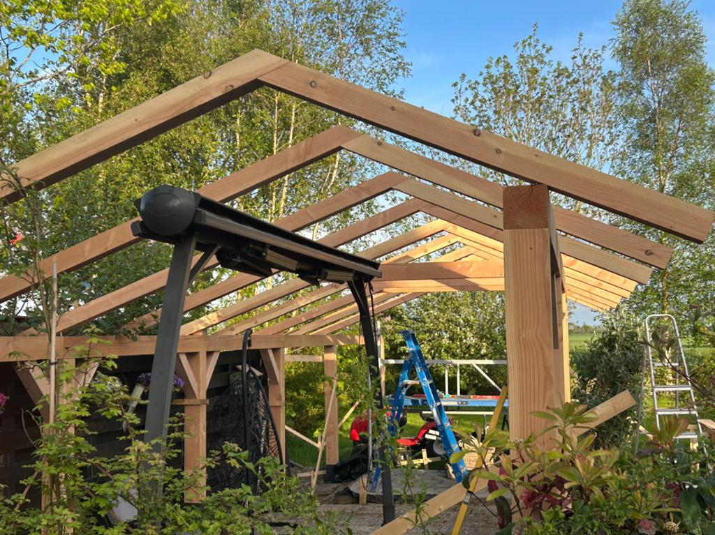 Elektrische zonnescherm, Tuin en Terras, Ophalen, Gebruikt
