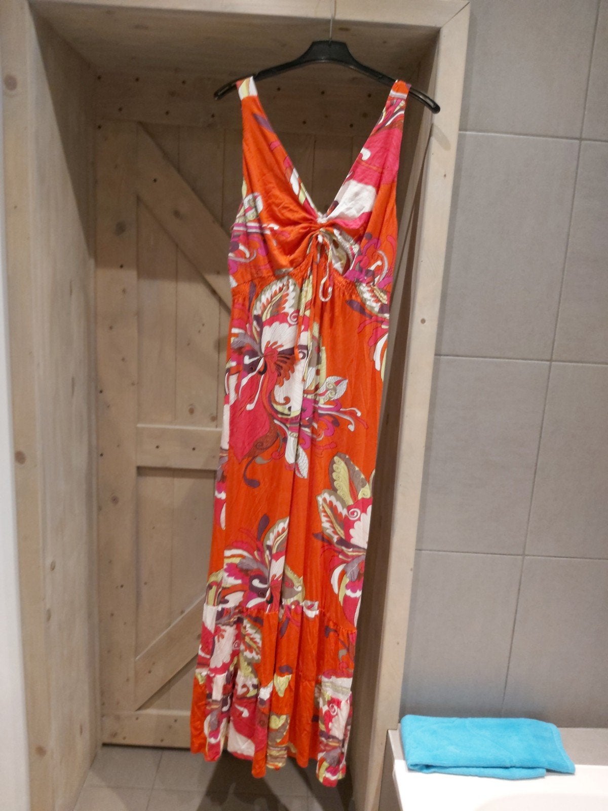 Melvin Maxi Jurk Oranje met Print - Maat 48 nieuw, Ophalen, Maat 46/48 (XL) of groter, Nieuw, Oranje
