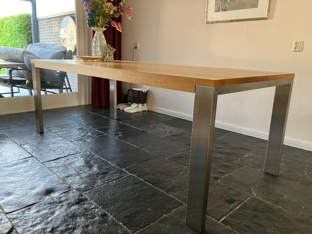 Eiken eettafel Bert Plantagie, Ophalen, Gebruikt, Bert Plantagie tafel, strak, modern, 200 cm of meer