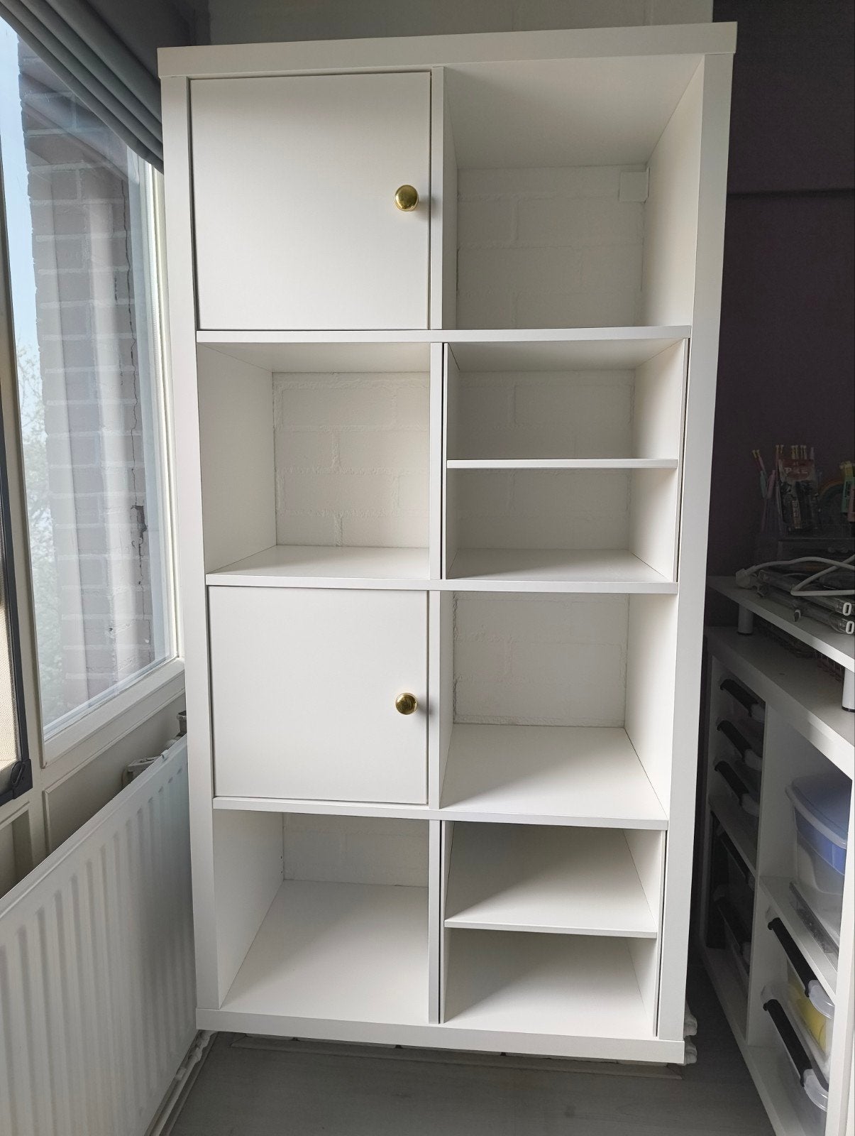 Kallax kast 2x4 wit mat, zonder inzet, 100 tot 150 cm, Zo goed als nieuw, 25 tot 50 cm, 50 tot 100 cm