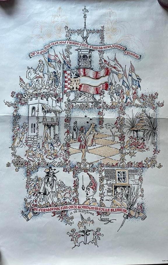 Originele bevrijdingsposter 1945, Ophalen of Verzenden, Gebruikt, A1 t/m A3, Overige onderwerpen