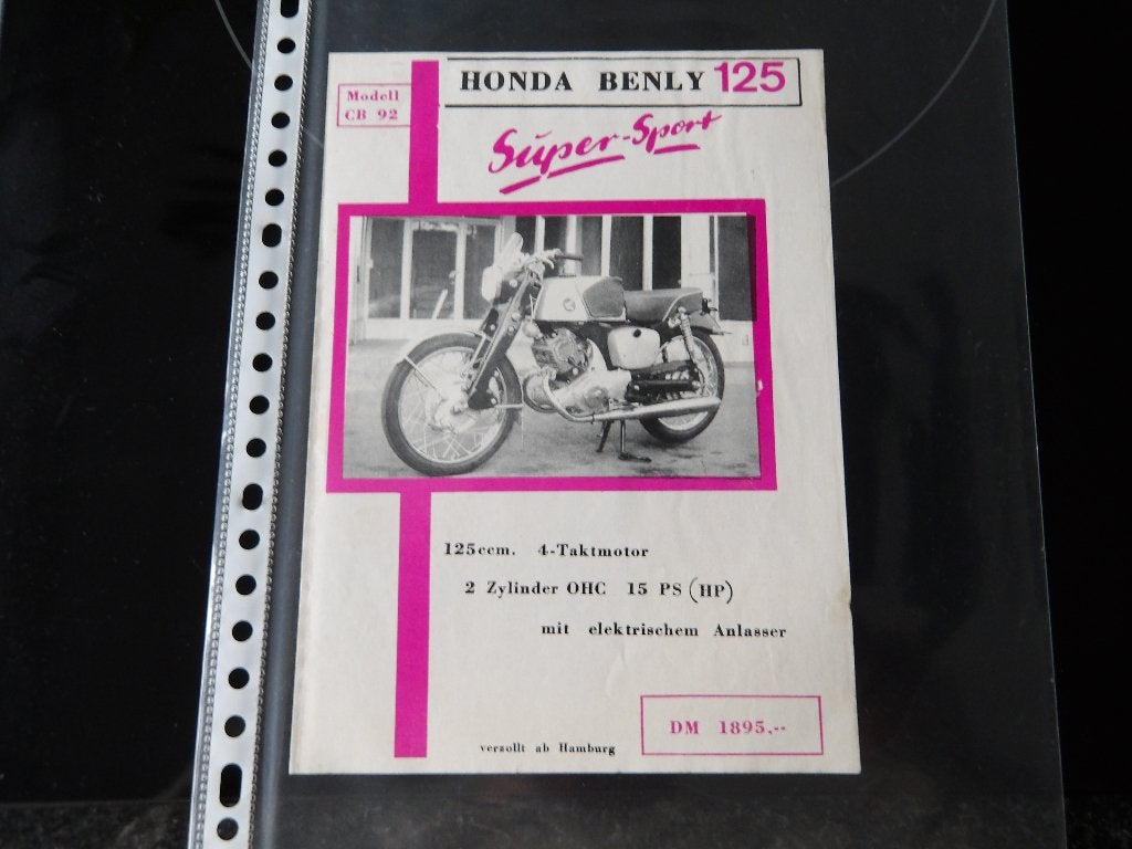 Honda Benly 125 Super Sport CB 92 Brochure, Ophalen of Verzenden, Honda