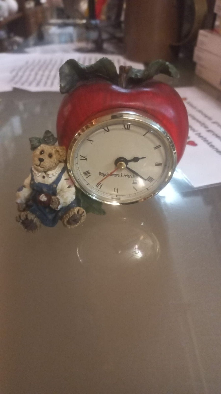 Boyds Collection Teacher's Pet Apple Clock Beeldje, Ophalen, Gebruikt, Beeldje, Overige merken