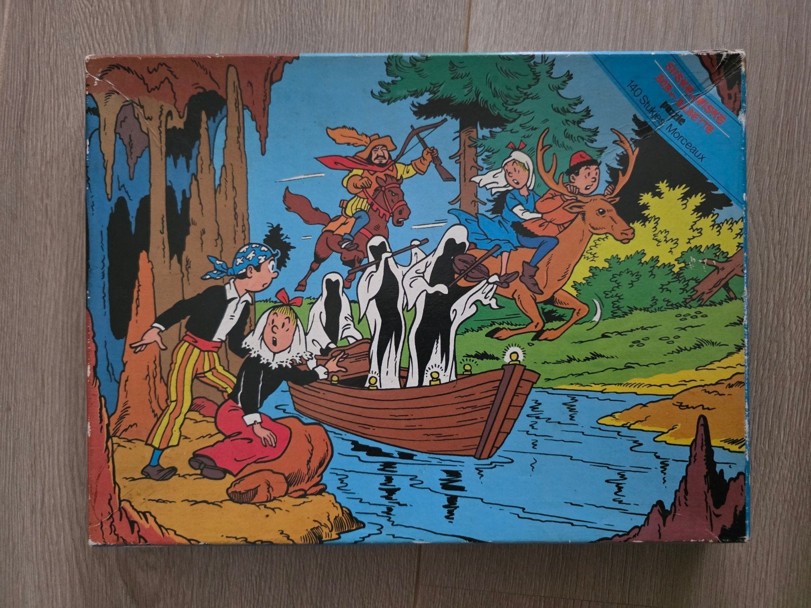 Vintage retro SUSKE EN WISKE puzzel 144 st compleet, Ophalen of Verzenden, Suske en Wiske, Zo goed als nieuw, Overige typen