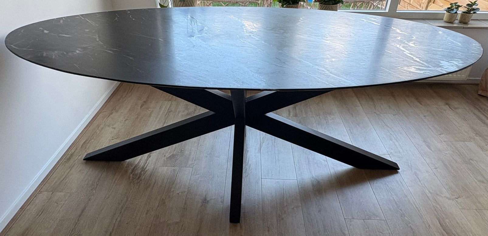 Eettafel zwart marmer 200x100cm, Ophalen, 200 cm of meer, 50 tot 100 cm, Zo goed als nieuw