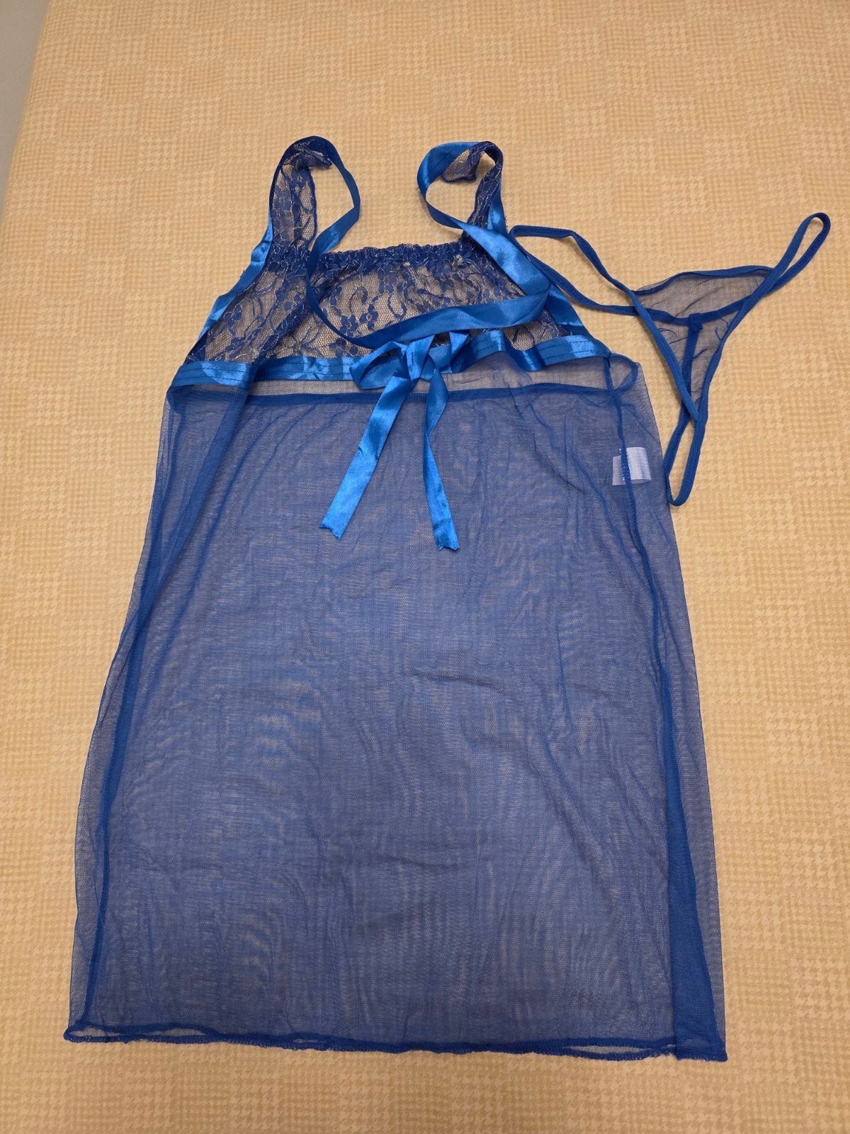 Nieuw blauw slaapsetje S/M - Babydoll met string, Ophalen of Verzenden, Blauw, Setje