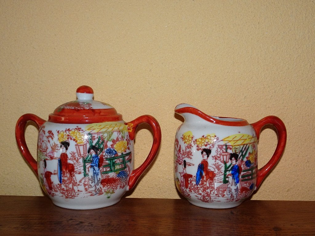 Japans Kutani roomstel van porselein, Overige typen, Ophalen of Verzenden, Zo goed als nieuw, Overige stijlen