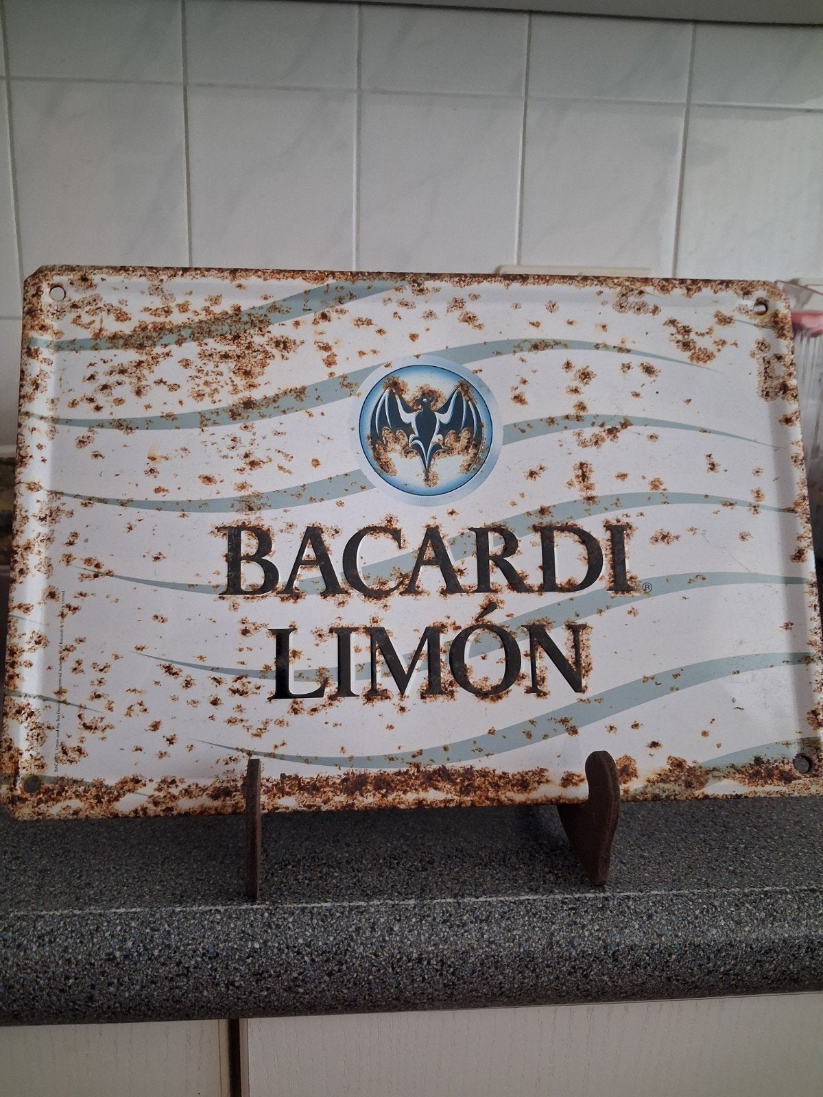 ZEER OUD BACARDI LIMÓN RECLAMEBORD PRACHTIG VERWEERD, Antiek en Kunst, Ophalen of Verzenden