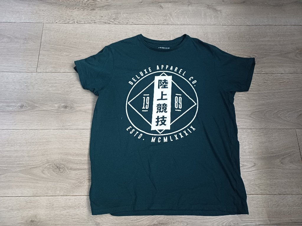 zgan.donkergroen shirt met opdruk Primark mt XL, Kleding | Heren, Maat 56/58 (XL), Ophalen of Verzenden, Zo goed als nieuw, Groen