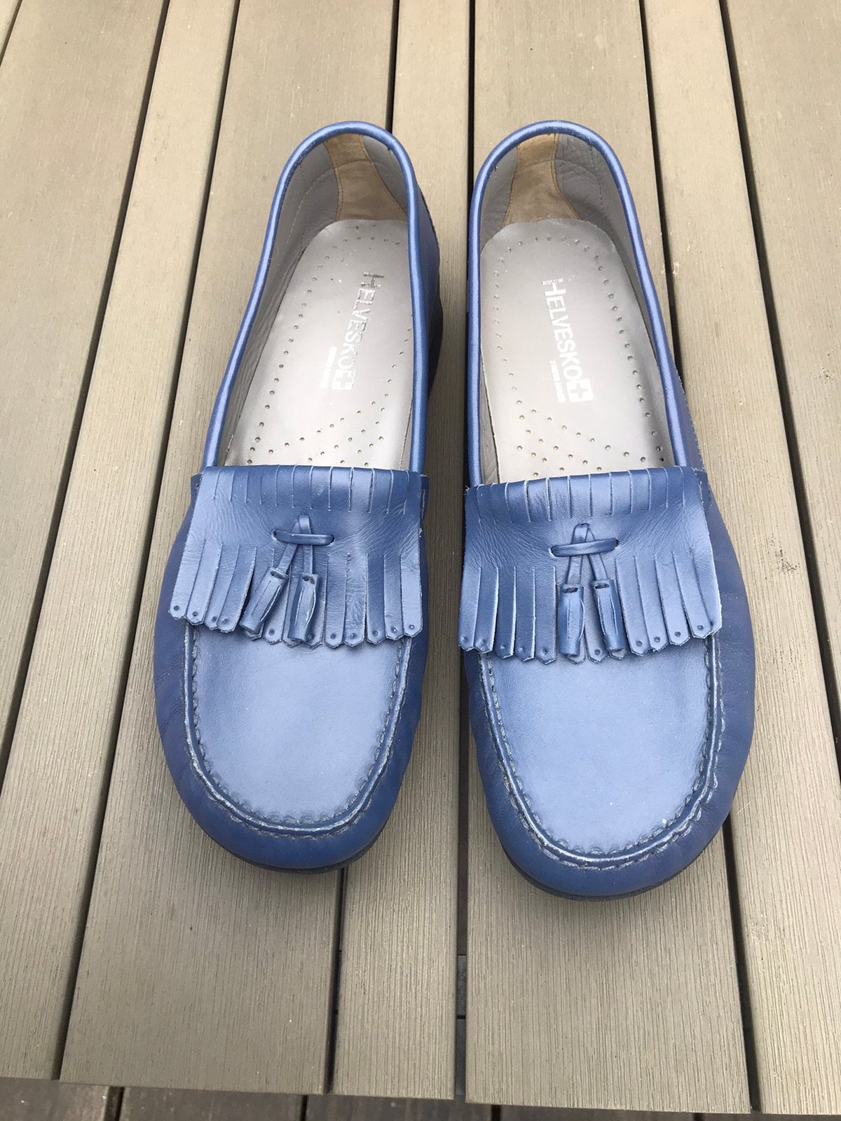 Helvesko, krappe maat 42, Blauw, Ophalen of Verzenden, Zo goed als nieuw, Espadrilles of Moccasins
