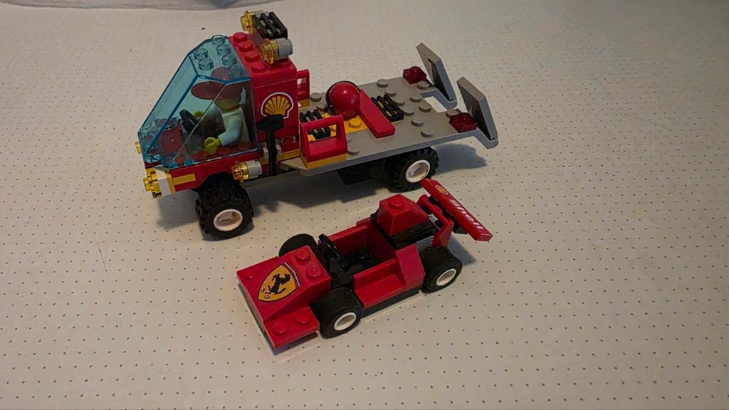 Lego Shell Ferrari Transportwagen met Formule 1 auto, Gebruikt, Overige thema's, Lego, Ophalen of Verzenden
