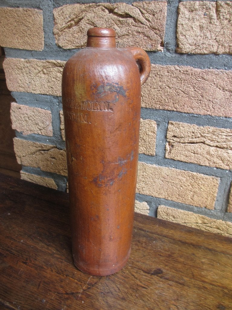 Antieke steengoed Jenever kruik Hulstkamp & Zn & Molyn 30cm, Antiek en Kunst, Antiek | Keramiek en Aardewerk, Ophalen of Verzenden