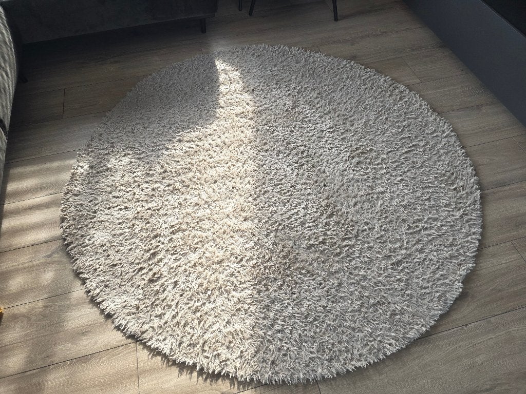 Rond hoogpolig vloerkleed 300 cm, Ophalen, Gebruikt, Beige, Rond