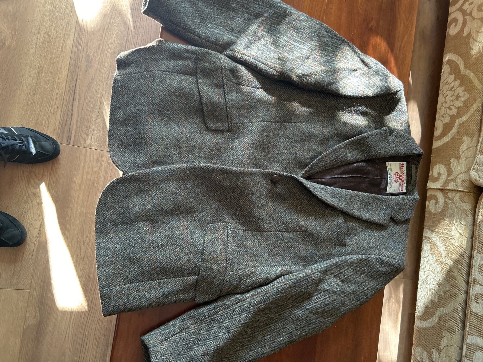 Stijlvol Tweed Jasje met Elleboogstukken - Maat L, Ophalen of Verzenden, Zo goed als nieuw, Maat 48/50 (M), Groen