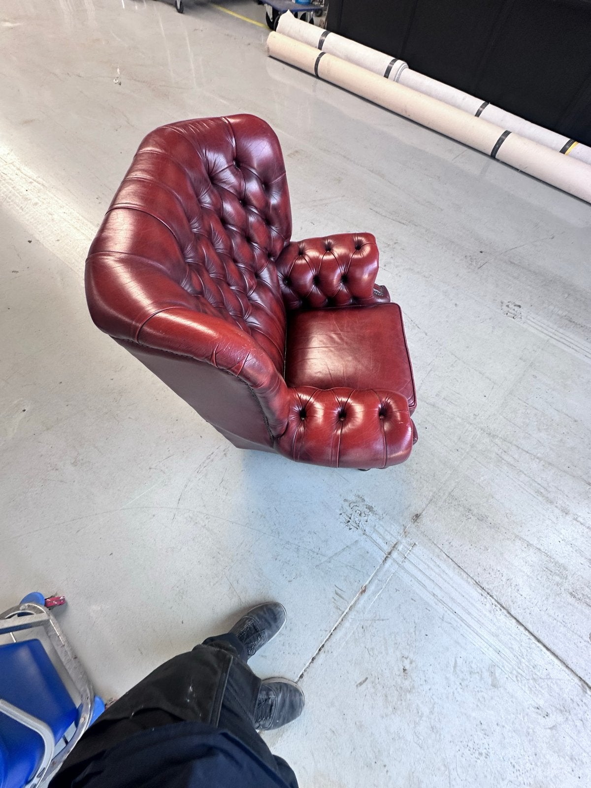 Leren fauteuil - Chesterfield stijl - Springvale, Huis en Inrichting, Fauteuils, Ophalen, Gebruikt, Leer, 75 tot 100 cm