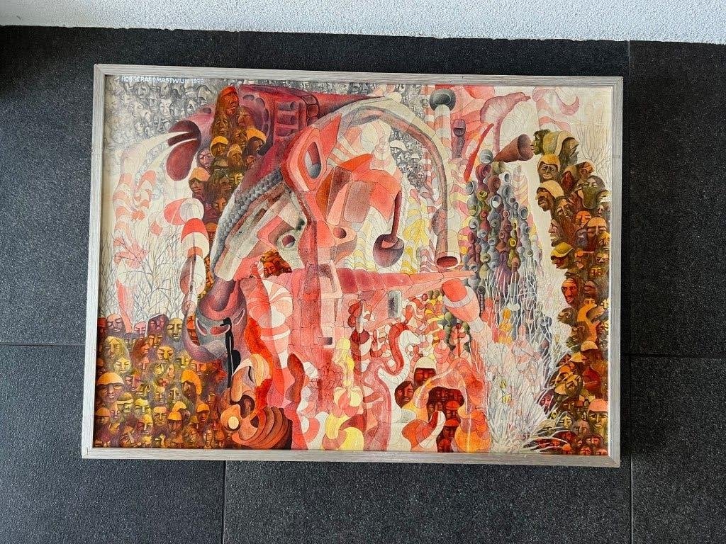 schilderij Rob Gerard Mastwijk 1973 75 x 56 cm moderne kunst, Ophalen