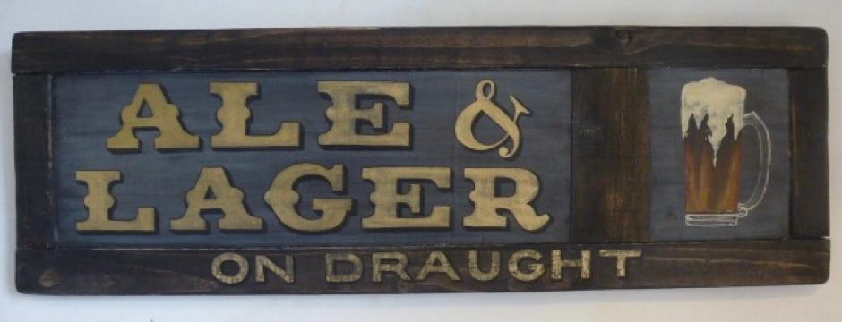 Handgeschilderd houten reclame bord/Bier/slijterij/pub/drank, Reclamebord, Zo goed als nieuw, DeKameraadschap, Dj.kammeraat@telfort.nl