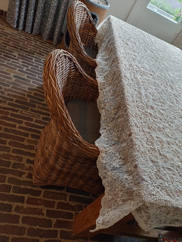 Brocante dun kant-achtige tafelkleed creme, Antiek en Kunst, Ophalen of Verzenden
